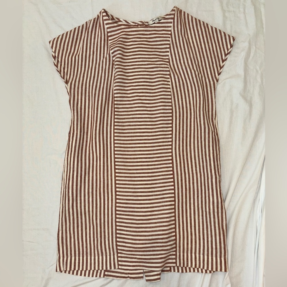 Madewell Brown and White Striped Dress